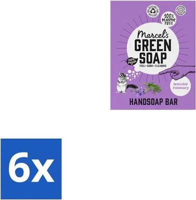 Produktbild von Marcel's Green Soap - Handseife - Lavendel & Rosmarin - Sanfte Pflege - 90 gr - Vorteilspack - 6 Stücke