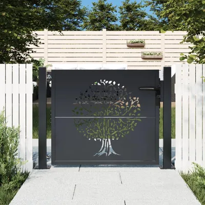 Immagine prodotto di vidaXL Cancello da giardino antracite 105x80 cm in acciaio design ad albero
