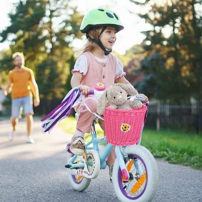 Produktbild von Kinderfahrradkorb, abnehmbar, Rattan, rosa
