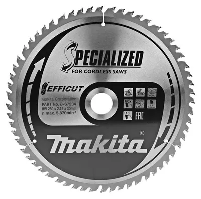 Image de Lames carbure "EFFICUT" pour bois, pour scies radiales à batterie MAKITA