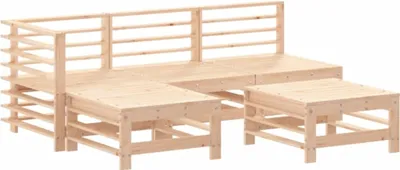 Produktbild von 5-tlg. Garten-Lounge-Set Massivholz Kiefer