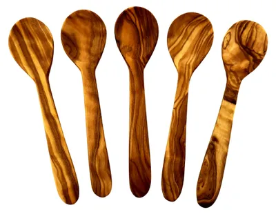 Produktbild von Kaffeelöffel „Piccolo“ 12 cm aus Olivenholz – handgefertigtes Set mit 5 Löffeln