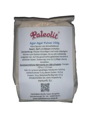 Produktbild von Paleolit Agar-Agar Pulver 250g Verdickungsmittel Pflanzliche Gelatine Vegan Geliermittel