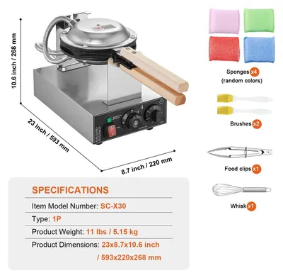 Produktbild von Bubble Waffle Maker, Rotationsfunktion, Temperaturregelung, 1400W