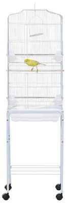 Produktbild von PawHut Vogelkäfig Voliere Vogelbauer für kleine Vögel Metalldraht Holz Weiß