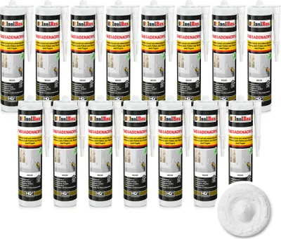 Produktbild von Isolbau Fassaden-Acryl - 15 x 300 ml Acryl-Dichtstoff mit Körnung zum Füllen von Rissen & Fugen im Innen- & Außenbereich - Weiß