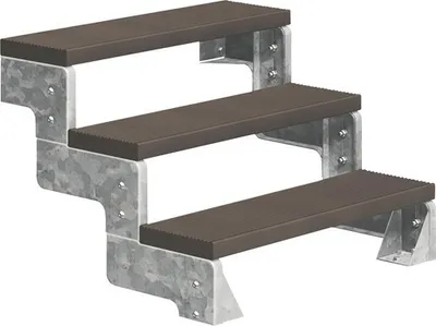 Produktbild von Aussentreppe Pertura Tallis ohne Geländer 3 Steigungen Trimax 80 cm dunkelbraun