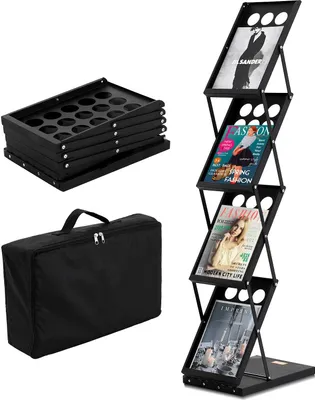 Image de Porte-brochures Porte-littérature 4 compartiments Porte-brochures Pliable