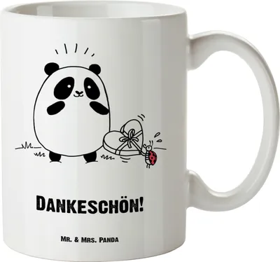 Produktbild von Mr. & Mrs. Panda weisse tasse Panda Dankeschön - Weiß - Geschenk, Pott, Große Teetasse, Keramiktasse, Teebecher