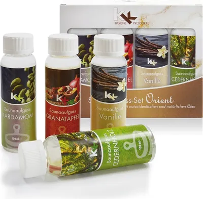 Produktbild von KK Saunaaufguss Set Orient Vanille Kardamom Granatapfel Cedernholz