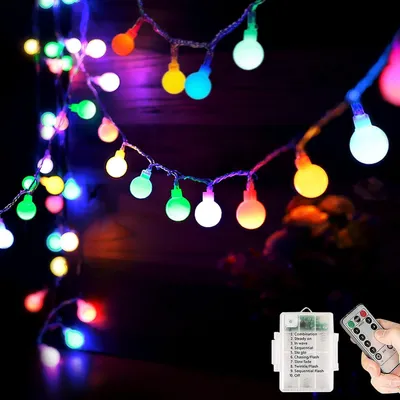 Obrázek produktu pro LED řetěz na baterie, 40 LED diod, 8 režimů, délka 5 metrů, dálkové ovládání, vodotěsný (IP65)