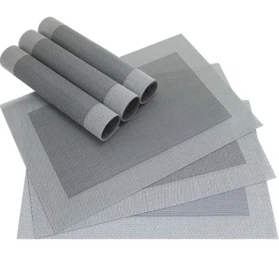 Immagine prodotto di Tovaglietta BORDA Set di 6 tovagliette in plastica intrecciata argento nero 45x30 cm