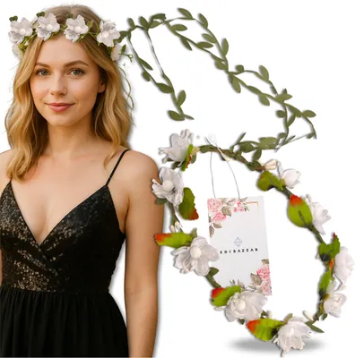 Immagine prodotto di EDIBAZZAR | Cerchietto bianco per comunione fiori rose stile boho