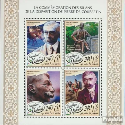 Produktbild von Briefmarken Dschibuti 2017 Mi 1811-1814 Kleinbogen (kompl. Ausg.) postfrisch Pierre de Coubertin