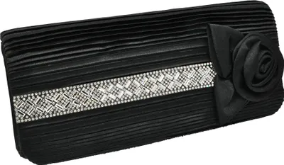 Produktbild von Steuer Modeschmuck Abendtasche Metall 25,0cm schwarz Glasstein weiß 445000019