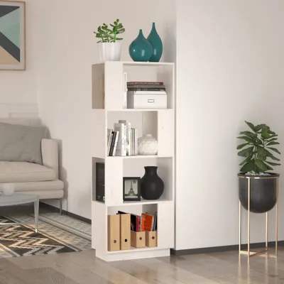 Produktbild von The Living Store Bücherregal/Raumteiler Weiß 51x25x132 cm Massivholz Kiefer