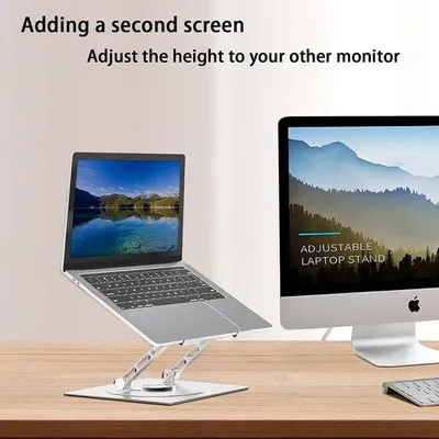 Obrázok produktu pre Hliníkový statív pre notebook s možnosťou otáčania o 360 stupňov, statív pre notebook, s nastaviteľnou výškou, stabilný statív pre notebook