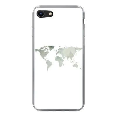 Produktbild von MuchoWow® Handyhülle Schutzhülle Hülle für iPhone 7 Weltkarte - Grün - Grau Silikon Softcase Handy Hülle - Kartenhalter