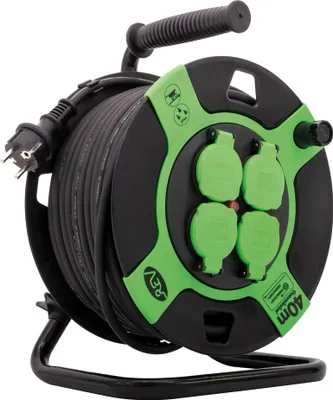 Produktbild von REV Kabeltrommel Kunststoff 40m IP 44 4-fach schwarz grün