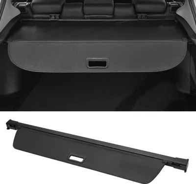 Image de Cache-Bagages Rétractable Pour Coffre De Voiture Pour Volvo Xc90 2016-2024 Étagère De Coffre Arrière Étagère De Bagages De Sécurité, Toile, Fibre De Carbone Noire