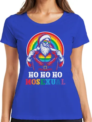 Produktbild von Ho Ho Ho Houal LGBTQ Santa - Weihnachten Weihnachtsgeschenk Christmas Damen T-Shirt, Blau, XL