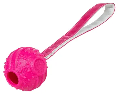 Produktbild von TRIXIE Hundespielzeug Soft & Strong Ball am Gurt, aus TPR – 29 cm, pink