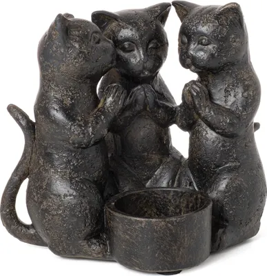 Zdjęcie produktu dla Moritz figurka dekoracyjna kot świecznik na tealight 12,5 x 14 x 10 cm Kot figurka dekoracyjna nowoczesny świecznik z polyresinu kotek