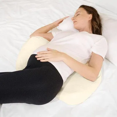 Image de Coussin de grossesse Famanu, forme en double coin pour dormir sur le côté - Blanc