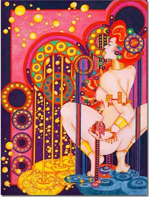 Produktbild von TPFLiving Kunstdruck LW-519 (OHNE RAHMEN) Poster - Leinwand - Wandbild - Hochauflösender Giclée-Druck, langlebig und hochwertig - Gustav Klimt - Abstrakte Farben und Figuren -  - Größe: 60x80cm