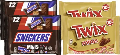 Produktbild von Schokoriegel Minis Mix 908g I 2x Snickers 227g & 2x Twix 227g