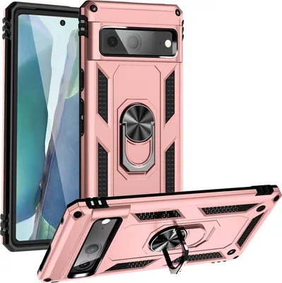 Produktbild von Google Pixel 7 Hülle, Dual Layer Robust Militäre Schutzhülle mit Ringhalterung Ständer für Google Pixel 7 Rosa