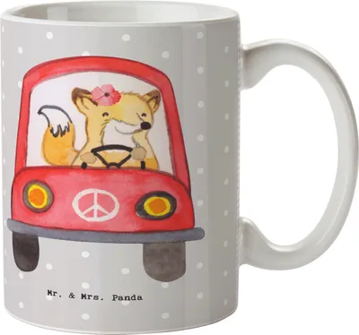 Produktbild von Mr. & Mrs. Panda Kaffeebecher Fahrlehrerin Herz - Grau Pastell - Geschenk, Autourlaub, Roadtrip, Kaffeetasse, Kaffeepott, Autofahrt, Trinkbecher, Becher, Fahrprüfung