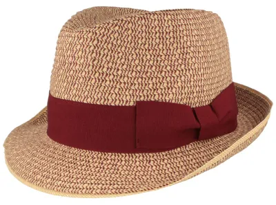 Rollbarer Trilby Strohhut modisch meliert von Hut-Breiter in rot