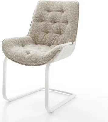 Produktbild von DELIFE Freischwinger Taimi-Flex Webstoff Soft Beige Freischwinger flach Weiß