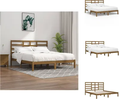 Produktbild von vidaXL Massivholzbett Honigbraun 200x200 cm -  Betten & Bettgestelle