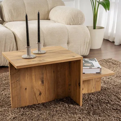 Image de Varian - Table basse, 80x40x40h cm, Pin marron, Forme rectangulaire