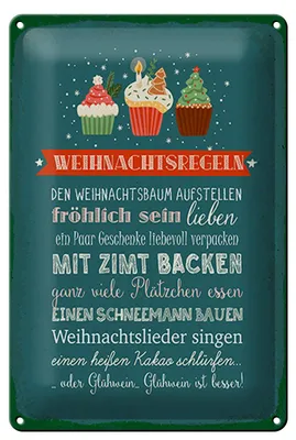 Produktbild von Blechschild Spruch 20x30cm Weihnachtsregeln