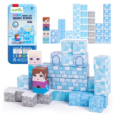 Produktbild von Malplay Magnetbauklötze Für Kinder „Schneeland“  38 Teile, Mini Bausteiner 2 cm Geschenk Lernspielzeug
