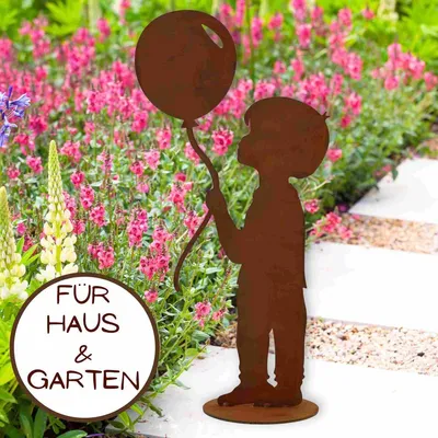 Produktbild von Junge mit Luftballon | Edelrost Gartendeko Figur