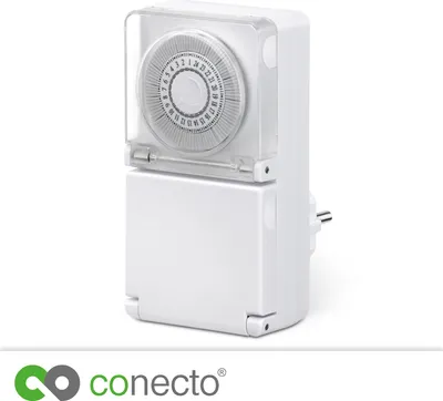 Produktbild von conecto Mechanische Zeitschaltuhr, IP44, 3500 Watt, weiß