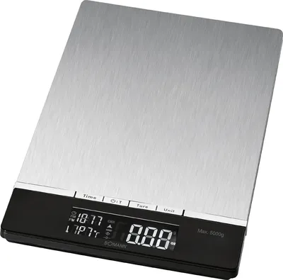 Produktbild von Bomann Küchenwaage | Messbereich bis 5 kg | Maßeinheiten: kg, lb, oz, g | extra flach | LCD Display | KW 1421 CB inox