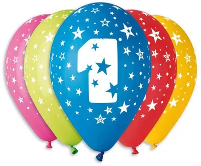 Zdjęcie produktu dla Balony lateksowe - cyfra 1 - 5 sztuk - 30 cm