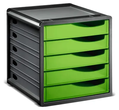 Zdjęcie produktu dla Rotho Spacebox – organizer do szuflad, pojemnik do szuflad, format A4, kolor antracyt/zielony