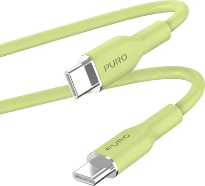 Image de PURO, Câble USB-C 3A vers USB-C Silicone 60W Flexible 1,5m, Vert Citron