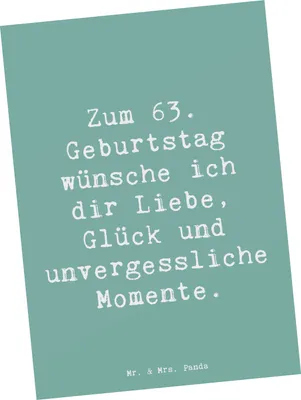 Produktbild von Mr. & Mrs. Panda Postkarte Spruch 63. Geburtstag Liebe Glück Momente - Meeresbrise - Geschenk, Ansichtskarte, Geburtstagsgeschenk, Fotokarte, Geburtstagsfeier, besonderer