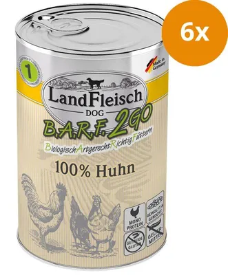 Produktbild von Landfleisch B.A.R.F.2GO 100 % Vom Huhn, Adult, jede Rasse, Huhn, 400 g, Ohne Soja