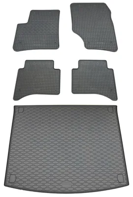 Rigum Gummi Fußmatten + Kofferraumwanne im Set für VW Touareg 1, schwarz