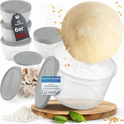 Productafbeelding van Pizzadeegbakje - Stapelbaar - Set van 6 - Softgraniet - Met deksel