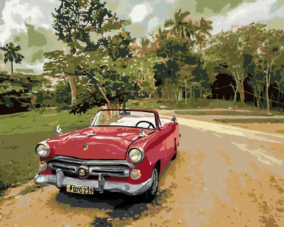 Image de Zuty - Peinture par numéros - VOITURE ROUGE SUR LA ROUTE, 40 x 50 cm, sans cadre et sans tension de la toile