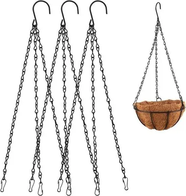 Image de Suspensions de jardin - Chaînes métalliques réglables pour suspensions florales - Lot de 3 - Chaînes suspendues avec crochets - Mangeoires à oiseaux et lanternes - Chaînes de rechange